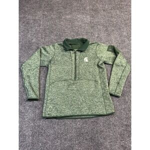 Antigua Michigan State Fortune Heather Green Half Zip Pullover Size Large